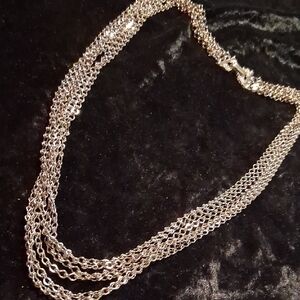 Elegant Vintage Silver Multi-Strand Necklace 22 In. L